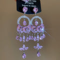 Heart Crystal Teardrop Chandelier Stud Earrings with Polished Metal Details view 8