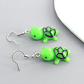 Silver Tone Colorful Turtle Figure Resin Hook Earrings view 9