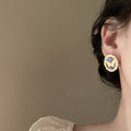 Purple Butterfly Medallion Stud Earrings With Gold Trim view 2