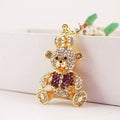 Gold-Tone Rhinestone Crown Teddy Bear Keychain With Lobster Clasp view 8