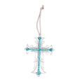 Silver Filigree Rhinestone Cross Metal Hanging Ornament view 5