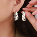 Irregular Hoop Earrings White Oil Drip Gold Silver Titanium view 3