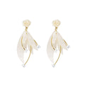 White Rose and Translucent Petal Cascade Stud Earrings view 5