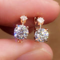 Rose Gold Tone Double Clear Stone Leverback Earrings view 1