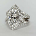 White Gold Marquise Halo Cross Band Clear Stone Ring view 1