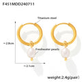 Freshwater Pearl Huggie Earrings Gold Steel Nine Styles view 7