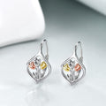 Silver-Tone Teardrop Leverback Earrings with Three-Tone Tulips view 3