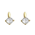Gold Tone Clear Square Solitaire Mini Stud Earrings For Women view 5