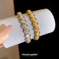 Gold Oval Rhinestone Stretch Bracelet Geometric Crystal Band view 2