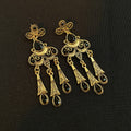 Gold and Silver Black Ornate Filigree Triple Drop Earrings view 6