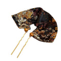 Dark Floral Brocade Square Hair Wrap With Black Hair Stick view 5