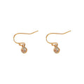 Gold Fishhook Earrings Mini Round Clear Zircon Drop view 5