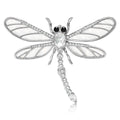 Dragonfly Rhinestone Brooch White Enamel Wings Silver Gold view 2