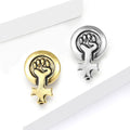 Raised Fist Female Symbol Badge Brooch Antique Gold Or Silver view 3