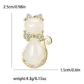 Cat Brooch Milky White Cabochon Crystal Bow Gold Silver view 6