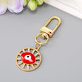 Gold Tone Crystal Openwork Round Evil Eye Clip Keychains in Five Colors view 7
