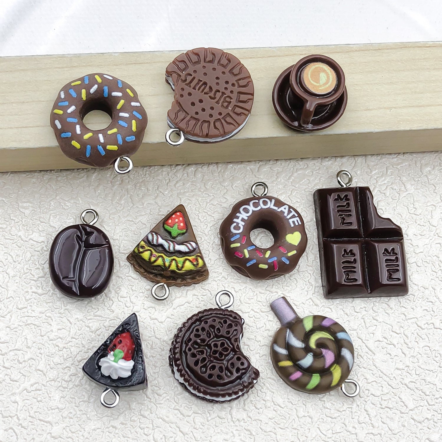 Resin Oreo Chocolate Cake Donut Food Charm Pendant for DIY Keychain Jewelry Making