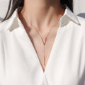 Minimalist V Bar Lariat Necklace Gold Steel Rose Gold view 8