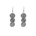 Triple Ribbed Shell Disc Dangle Hook Earrings Pair view 5
