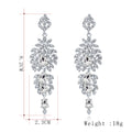 Silver Tone Crystal Leaf Cluster Drop Crystal Metal Dangle Earrings view 2