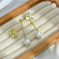 Flower Clear Look Center and Pearl Look Jacket Earrings view 3