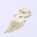 Multicolor Crystal Letter S Brooch With Chain Fringe view 3