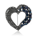 Open Heart Rhinestone Brooch Red Black Gem Crystal Pin view 5