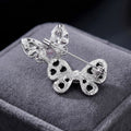 Green and Purple Double Butterfly Brooch with Crystal Details view 4