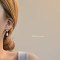 Gold Daisy Flower Stud Freshwater Pearl Drop Earrings view 2