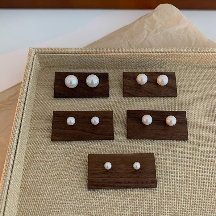 Round Pearl Look Stud Earrings in Nineteen Size and Tone Options