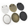 Decorative Oval Cabochon Brooch Bases With Top Loop in Three Finishes view 1