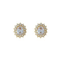 Clear Oval Halo Crystal Stud Earrings Gold Tone Pair view 5