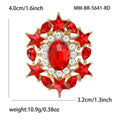 Star Frame Oval Crystal Brooch in Champagne Red White or Green view 3