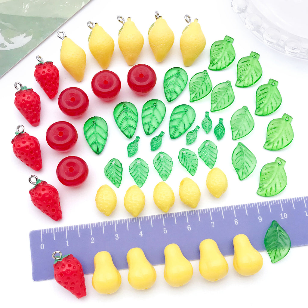 Acrylic 3D Lemon Pear Leaf charm pendants for DIY bracelet necklace keychain making