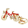Enamel Bicycle Metal Keychain Gold Rhinestone Basket view 5