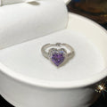 Heart Crystal Halo Open Adjustable Rings Four Color Styles view 9