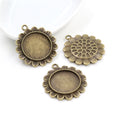 Sunflower Round Pendant Bezel Settings in Two Antique Finishes view 3
