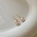 Round Pearl Look Stud Earrings in 26 Color and Size Options view 12