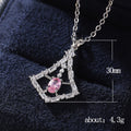Silver Tone Pink Stone Swing Pendant Necklace Jewelry view 5