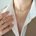 Flower OT Clasp Paperclip Chain Necklace and Bracelet view 1