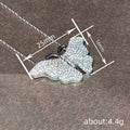 Silver Tone Pavé Butterfly Pendant Necklace Polished Metal Jewelry view 4