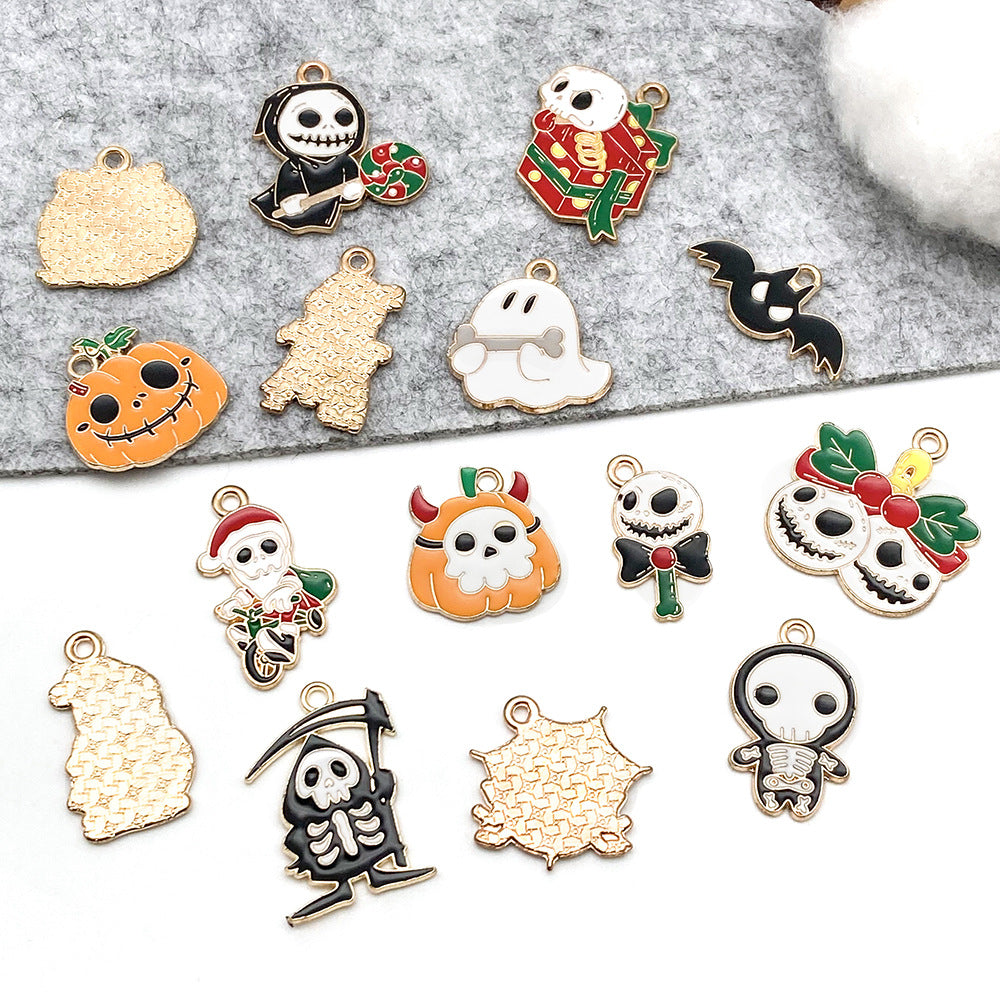 Zinc Alloy Halloween Ghost Skull Bat Grim Reaper charm pendant for DIY bracelet