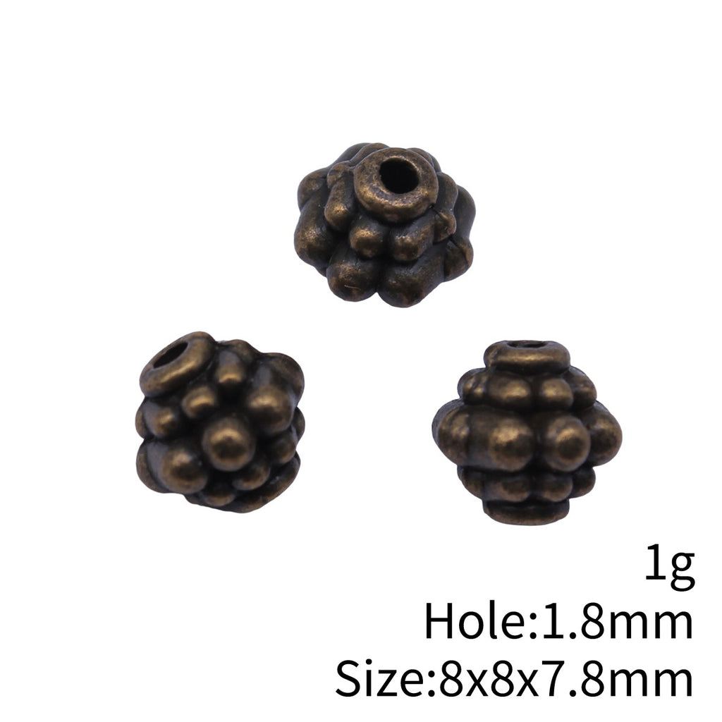 8x8x7.8mm 1g Antique Bronze Zinc Alloy Round Small Hole Spacer Beads for DIY Bracelet Jewelry Making