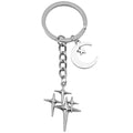 Antique Silver Cross Moon and Star Metal Keychain Set view 5