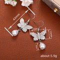 Silver Tone Butterfly Pearl Drop Hook Earrings Fashion Jewelry view 4