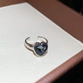 Open Adjustable Crystal Heart And Square Stone Rings view 5
