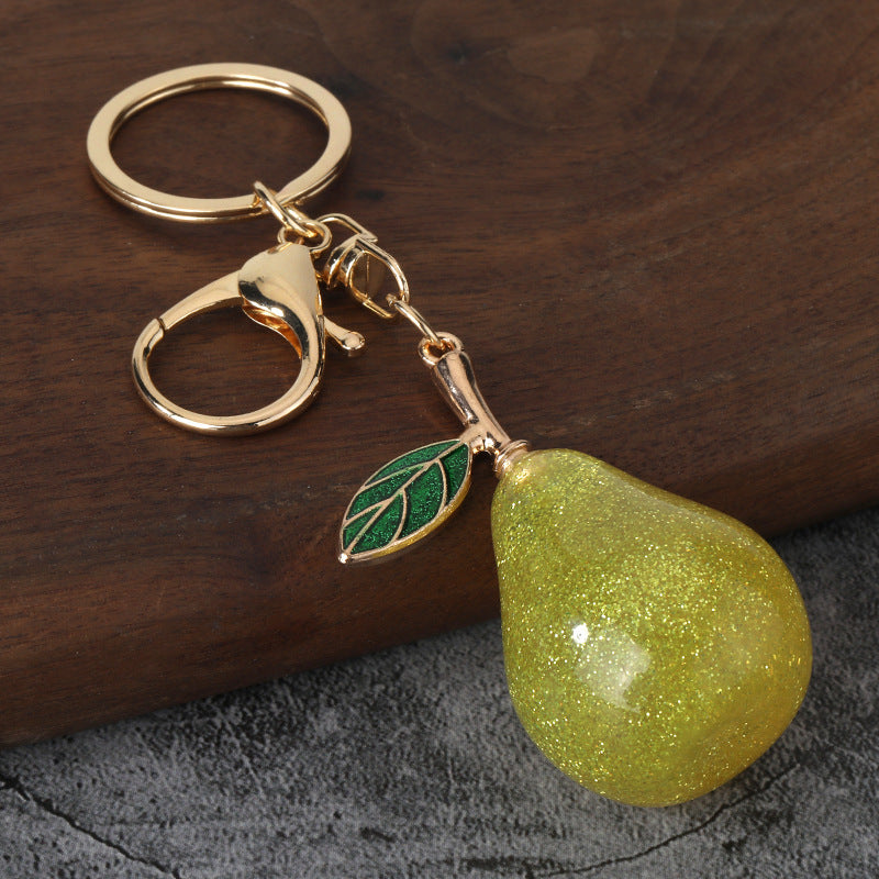 Cute Resin Pear Fruit Keychain for Car Keys, Bags and Daily Accessories