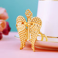 Crystal Cross and Angel Wing Keychain with Gold Tone Ring and Clasp view 2