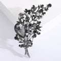 Crystal Flower Bouquet Brooch Black Multicolor Leaf Pin view 4