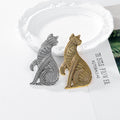 Gold Tone Cat Two Designs Metal Brooch Pin 3.3 x 6.2 cm view 4